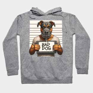 Bad Dog in Muzzle Mugshot Hoodie